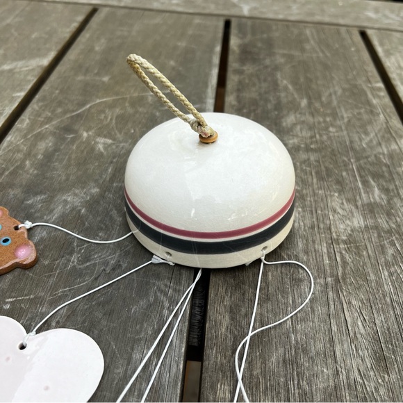 Vintage Ceramic Pottery Wind Chimes with Teddy Bears and Hearts Hand Painted - Picture 7 of 13
